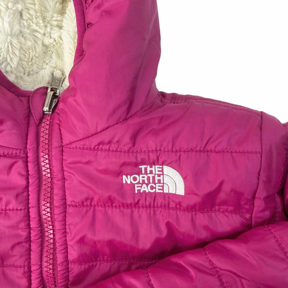 The North Face Toddler Girls Pink/Beige
 Reversible Puffer Jacket Size 4T - Picture 2 of 11